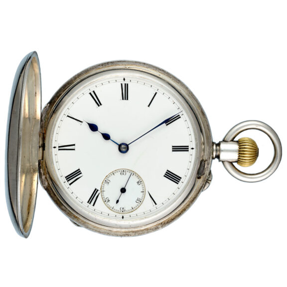 English silver half hunting cased lever pocket watch Circa 1902 English silver half hunting cased lever pocket watch Circa 1902