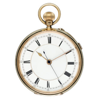 English lever chronograph in a gold open face case Circa 1905
