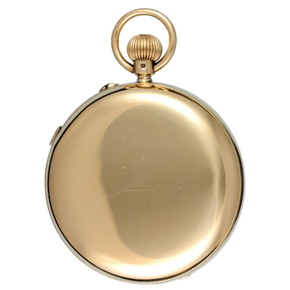 English lever chronograph in a gold open face case Circa 1905 English lever chronograph in a gold open face case Circa 1905
