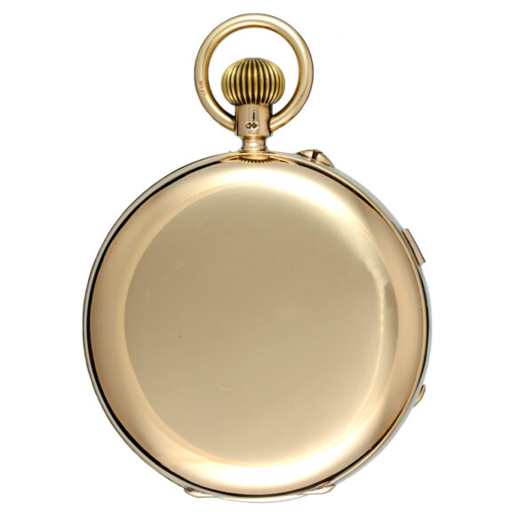 A heavy English chronograph in a full hunter gold case Circa 1907 A heavy English chronograph in a full hunter gold case Circa 1907