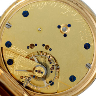 A heavy English chronograph in a full hunter gold case Circa 1907
