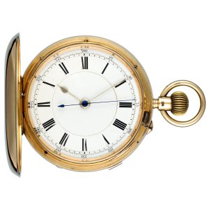 A heavy English chronograph in a full hunter gold case Circa 1907