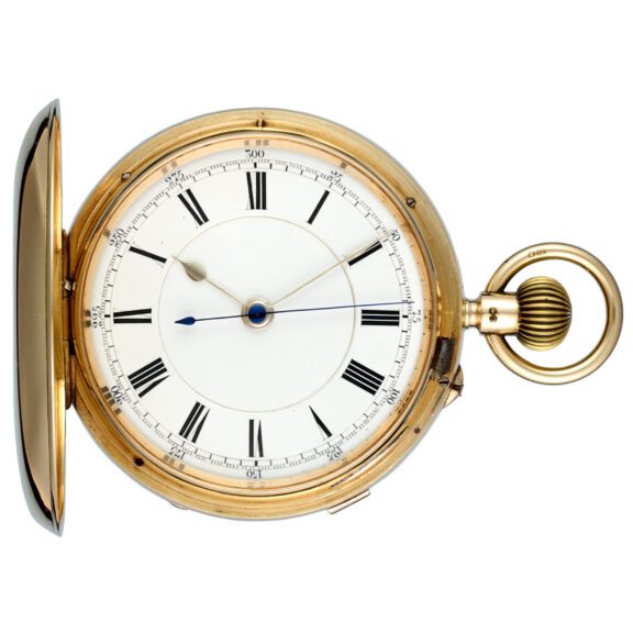 A heavy English chronograph in a full hunter gold case Circa 1907