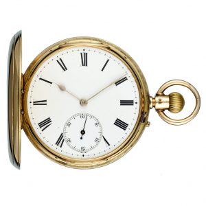 An English lever pocket watch in gold full hunter case Circa 1909