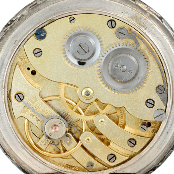 Swiss silvered cylinder watch with Hebrew dial Circa 1910 Swiss silvered cylinder watch with Hebrew dial Circa 1910