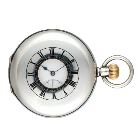 Swiss silver half hunting cased lever pocket watch Circa 1910 Swiss silver half hunting cased lever pocket watch Circa 1910
