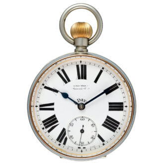 A Swiss nickle eight day lever fitted in a silver oval case Circa 1913