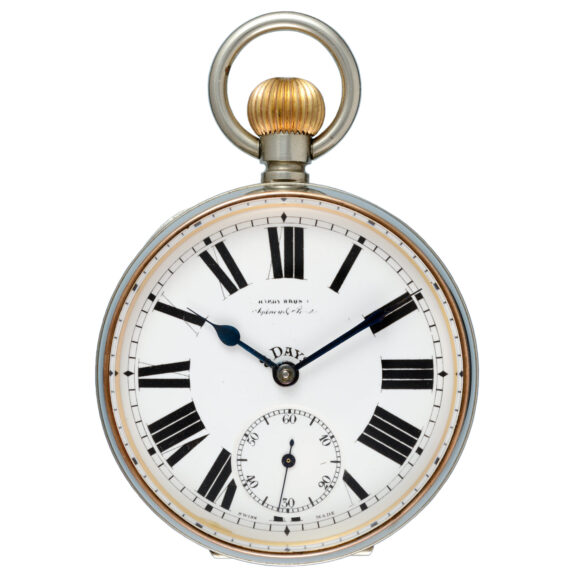 A Swiss nickle eight day lever fitted in a silver oval case Circa 1913 A Swiss nickle eight day lever fitted in a silver oval case Circa 1913