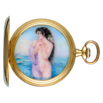 Swiss lever pocket watch with concealed enamel nude Circa 1920