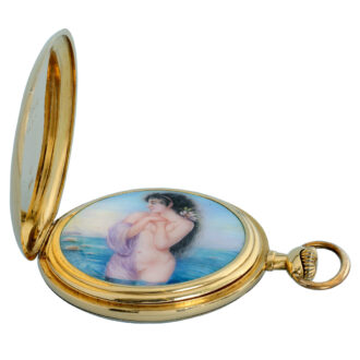 Swiss lever pocket watch with concealed enamel nude Circa 1920