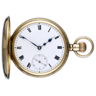 A Swiss lever pocket watch in a gold half hunter case Circa 1927