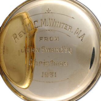 A Swiss lever pocket watch in a gold half hunter case Circa 1927