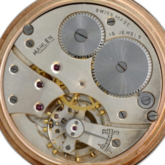 A Swiss lever pocket watch in a gold half hunter case Circa 1930