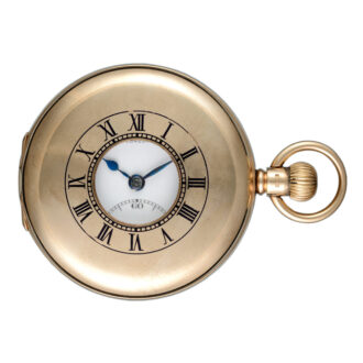 A Swiss lever pocket watch in a gold half hunter case Circa 1930