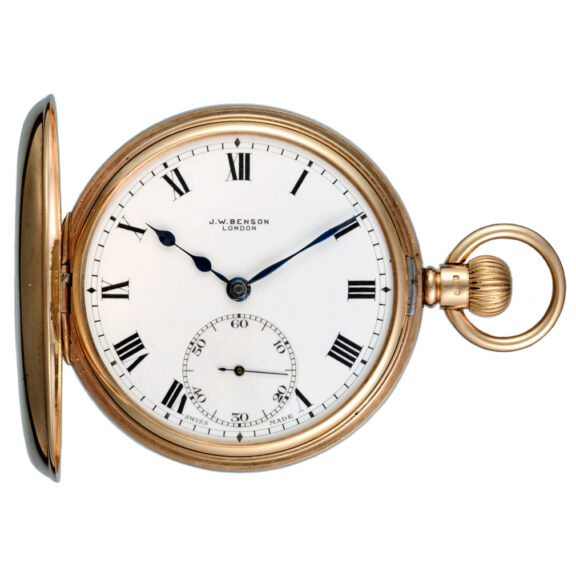 A Swiss lever pocket watch in a gold half hunter case Circa 1930 A Swiss lever pocket watch in a gold half hunter case Circa 1930