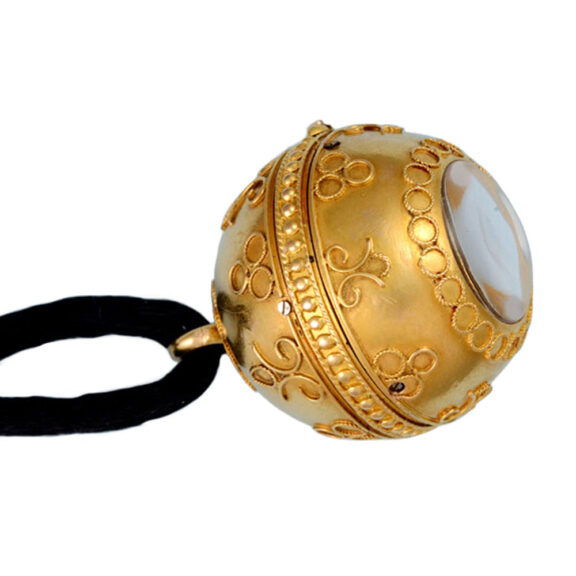 Fine Swiss cylinder ball watch and matching chain Circa 1890 Fine Swiss cylinder ball watch and matching chain Circa 1890