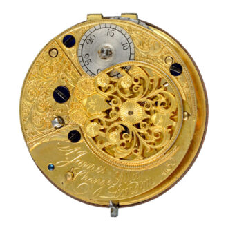 An English verge in a stone set three colour gold case Circa 1780