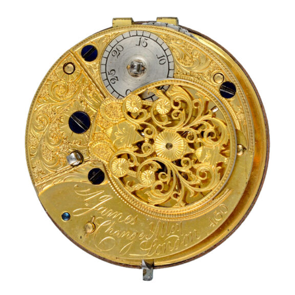 An English verge in a stone set three colour gold case Circa 1780 An English verge in a stone set three colour gold case Circa 1780