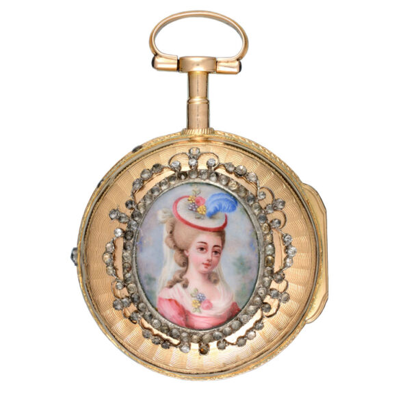 Swiss verge in two colour gold and enamel pair cases Circa 1770