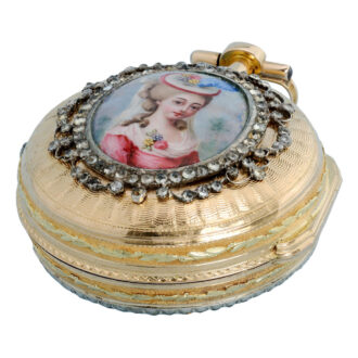 Swiss verge in two colour gold and enamel pair cases Circa 1770