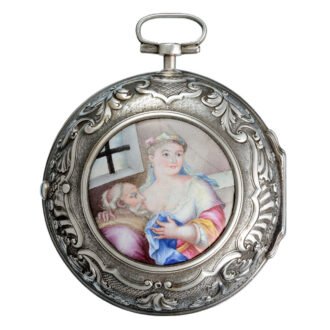 English verge in silver pair cases with enamel plaque Circa 1720
