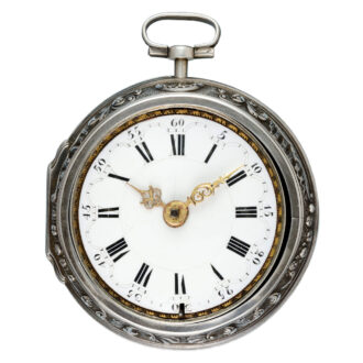 English verge in silver pair cases with enamel plaque Circa 1720