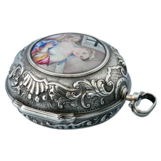 English verge in silver pair cases with enamel plaque Circa 1720