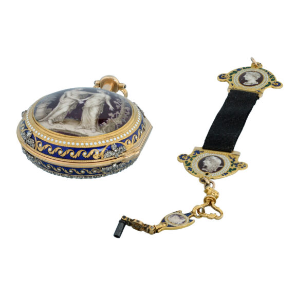 English gold and enamel repeater with chatelaine Circa 1776 English gold and enamel repeater with chatelaine Circa 1776