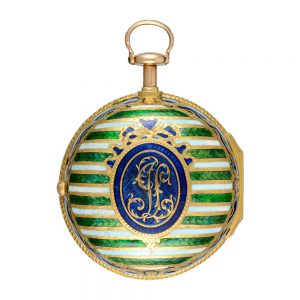 English 20k gold and enamel quarter repeater Circa 1749