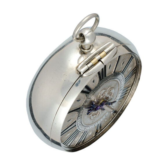 English silver pique cased single handed verge Circa 1680 English silver pique cased single handed verge Circa 1680