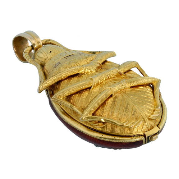 Swiss gold and enamel beetle form brooch watch Circa 1880 Swiss gold and enamel beetle form brooch watch Circa 1880