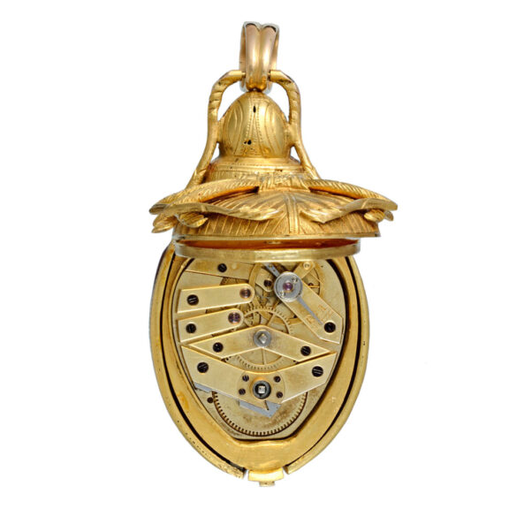 Swiss gold and enamel beetle form brooch watch Circa 1880 Swiss gold and enamel beetle form brooch watch Circa 1880
