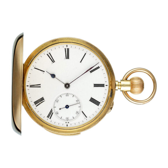 Swiss gold hunting cased minute repeating lever Circa 1890