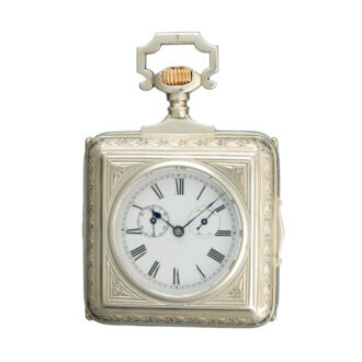 Silver pedometer with power reserve indication Circa 1890