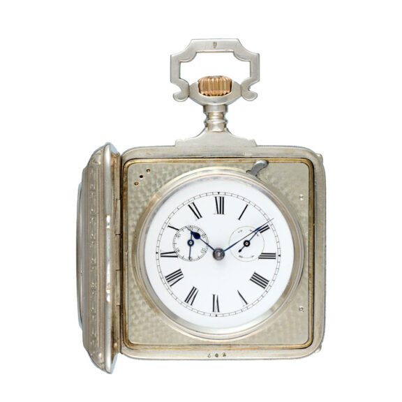 Silver pedometer with power reserve indication Circa 1890 Silver pedometer with power reserve indication Circa 1890