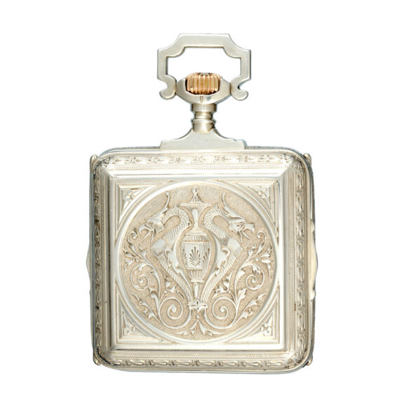 Silver pedometer with power reserve indication Circa 1890 Silver pedometer with power reserve indication Circa 1890