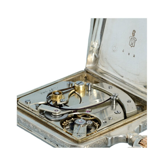 Silver pedometer with power reserve indication Circa 1890 Silver pedometer with power reserve indication Circa 1890
