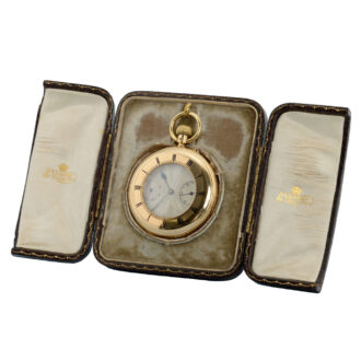 English half hunting cased lever with power reserve Circa 1907