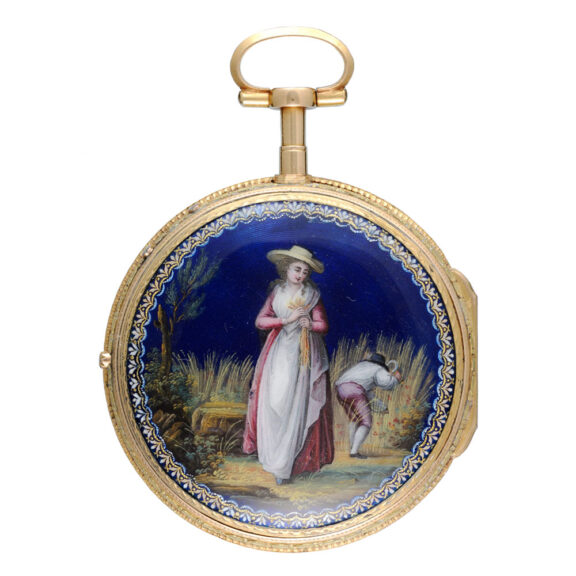 Swiss gold and enamel pair cased verge watch Circa 1790