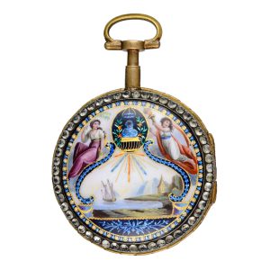 Swiss paste set enamelled gilt metal verge watch Circa 1790