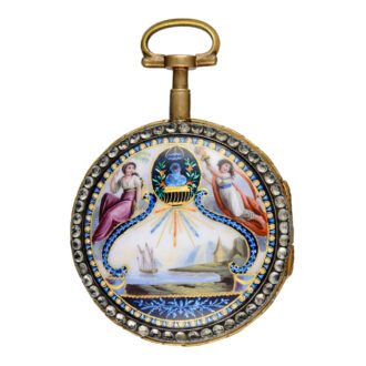 Swiss paste set enamelled gilt metal verge watch Circa 1790