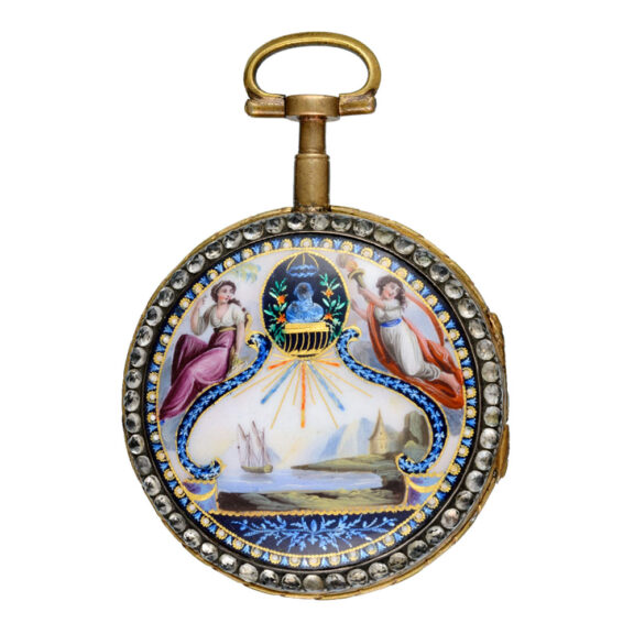 Swiss paste set enamelled gilt metal verge watch Circa 1790