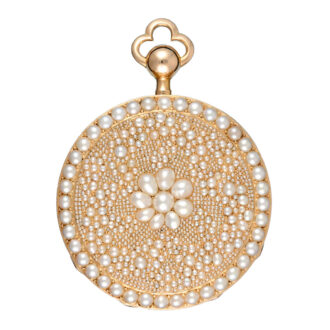 Pearl encrusted gold open faced quarter repeater Circa 1810