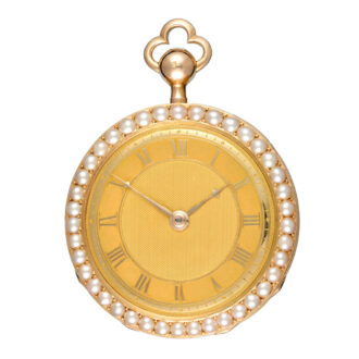 Pearl encrusted gold open faced quarter repeater Circa 1810
