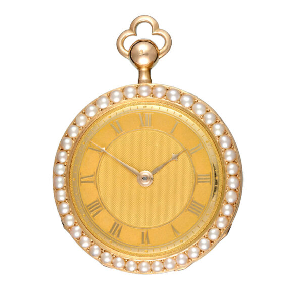 Pearl encrusted gold open faced quarter repeater Circa 1810 Pearl encrusted gold open faced quarter repeater Circa 1810
