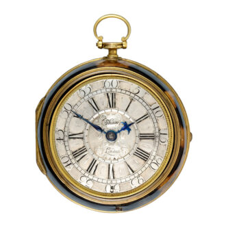 Gilt and horn pair cased verge with mock pendulum Circa 1700