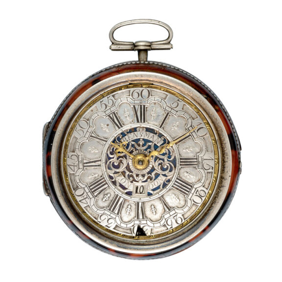 English silver, horn pair cased verge with calendar Circa 1710