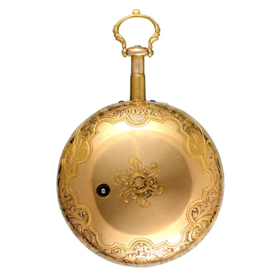 English gold repoussé verge in pair cases by Manly Circa 1743 English gold repoussé verge in pair cases by Manly Circa 1743