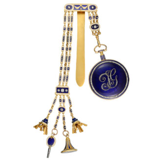 Gold, enamel, diamond set watch with chatelaine Circa 1780