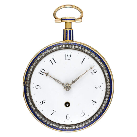Gold, enamel, diamond set watch with chatelaine Circa 1780 Gold, enamel, diamond set watch with chatelaine Circa 1780